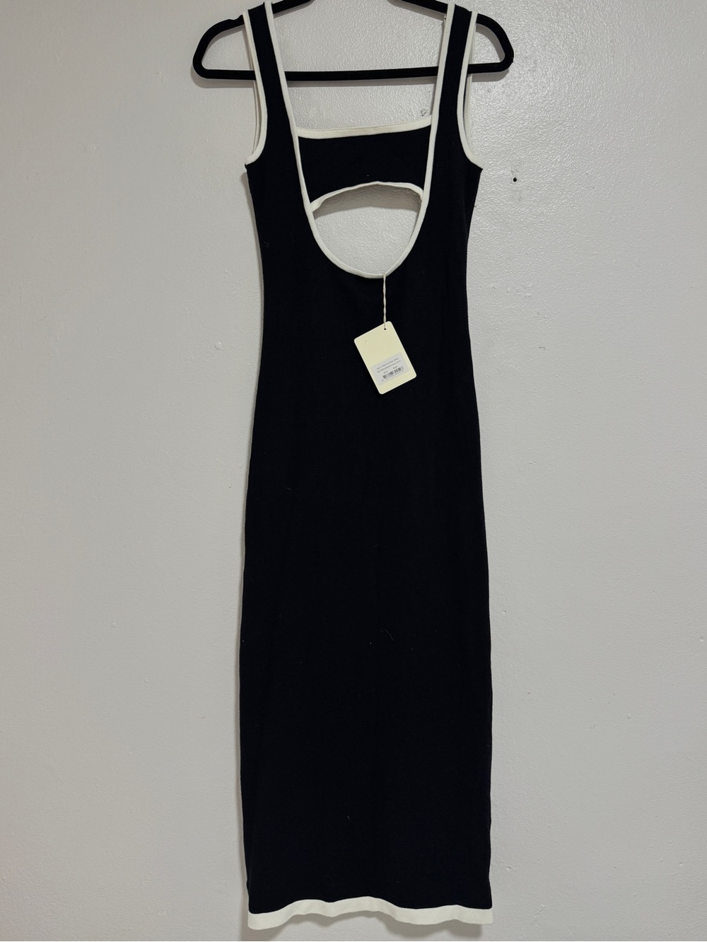 Peppermayo Black & White Trim Cutout Midi Dress